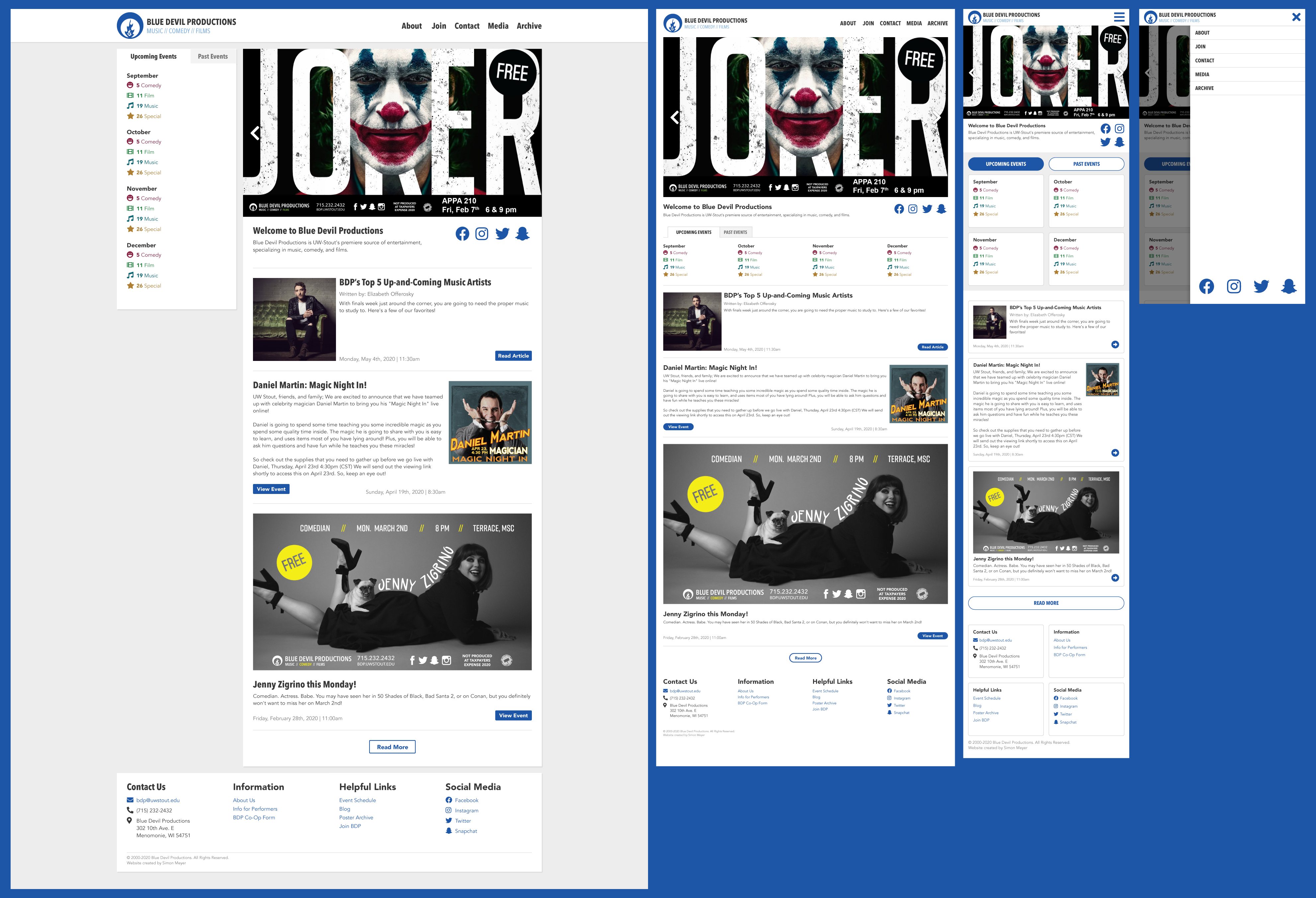 Blue Devil Productions Mockups