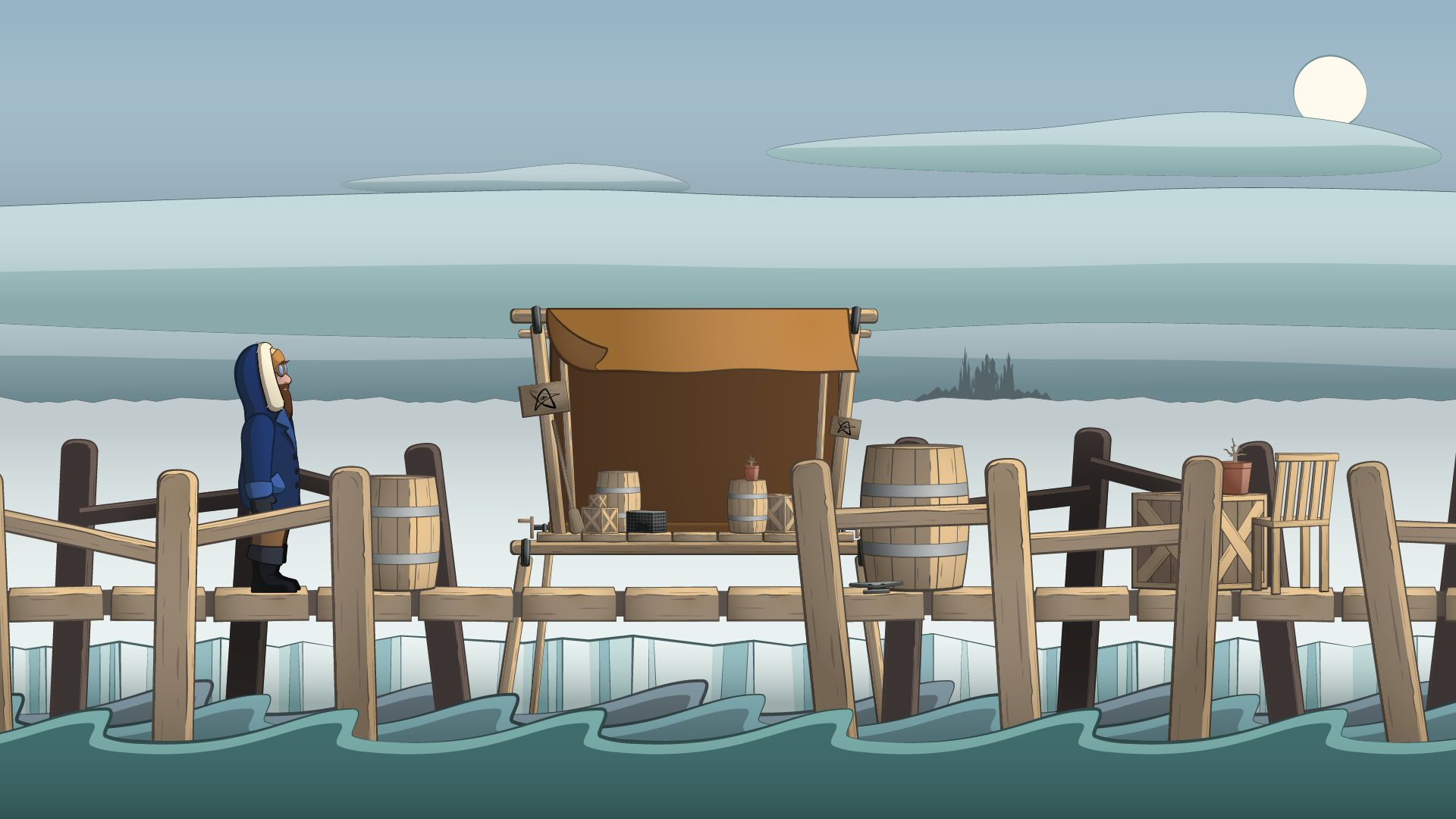 Frozen Pier Scene